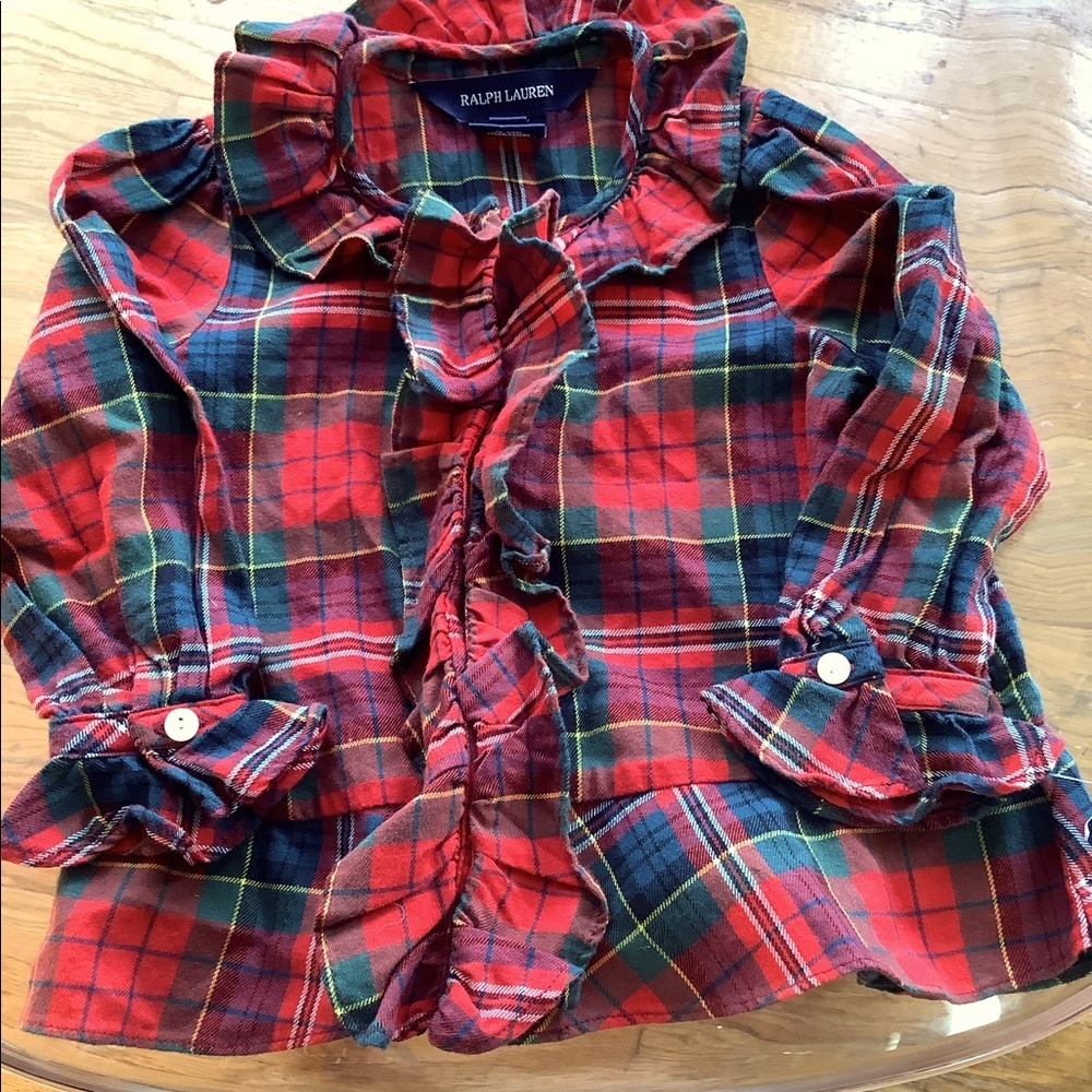 Baby girls Ralph Lauren shirt 12 months red plaid